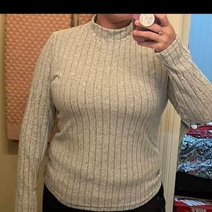 SHEIN Essnce Plus Ribbed Knit Mock Neck Tee